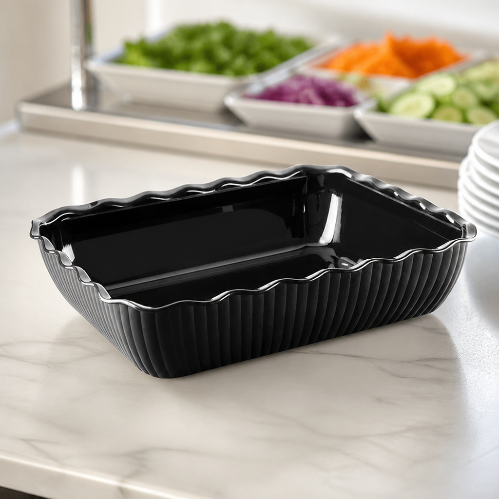 Large Commercial Salad Crock 4.25L Durable SAN Plastic Black