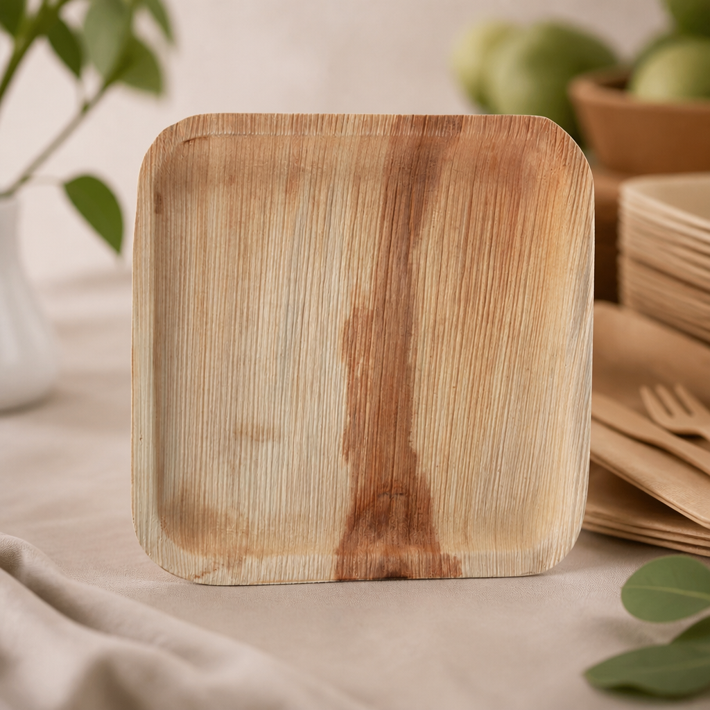 Square Compostable Palm Leaf Plates 250mm 100 Pack
