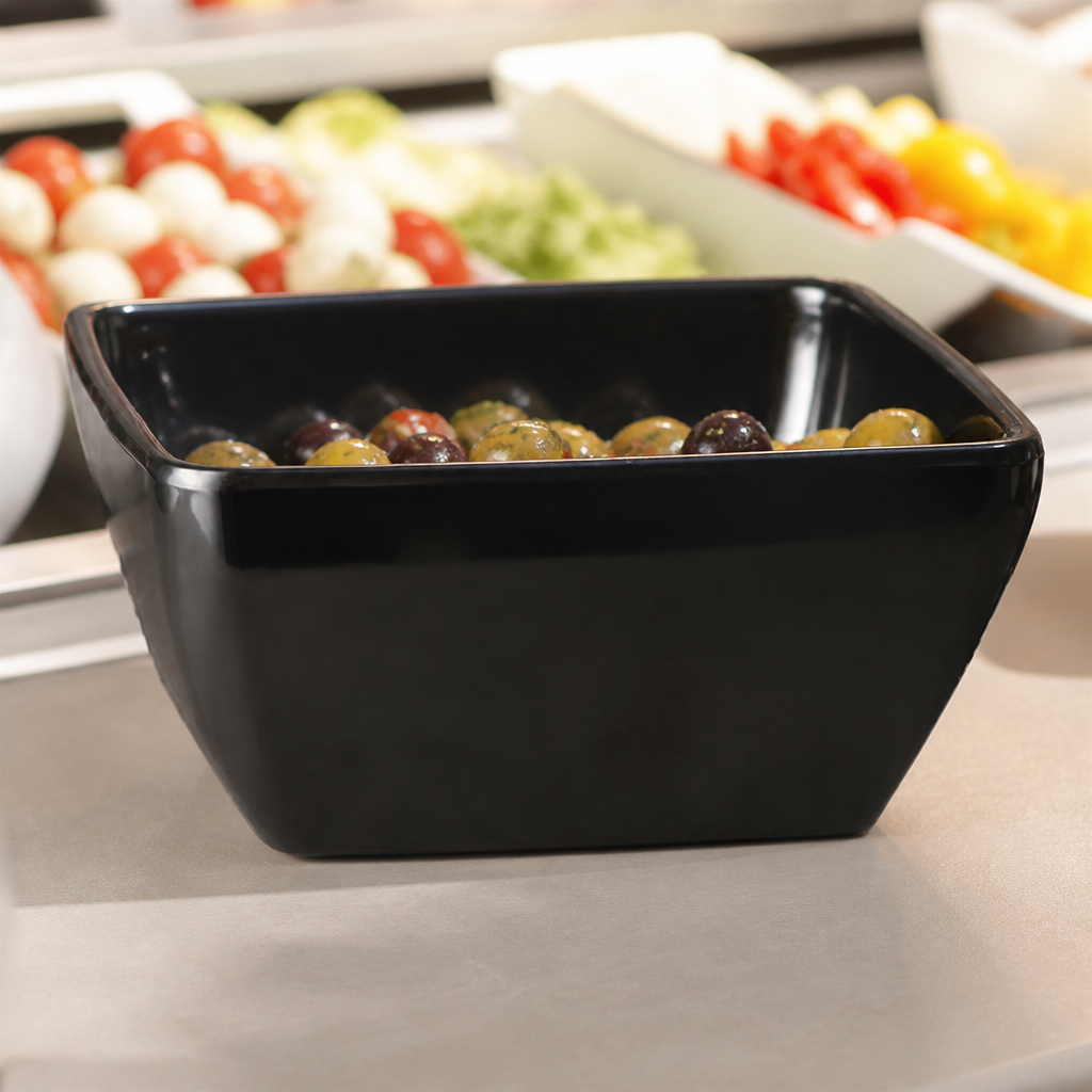 Commercial Mini Black Melamine Square Bowl 140ml 5oz