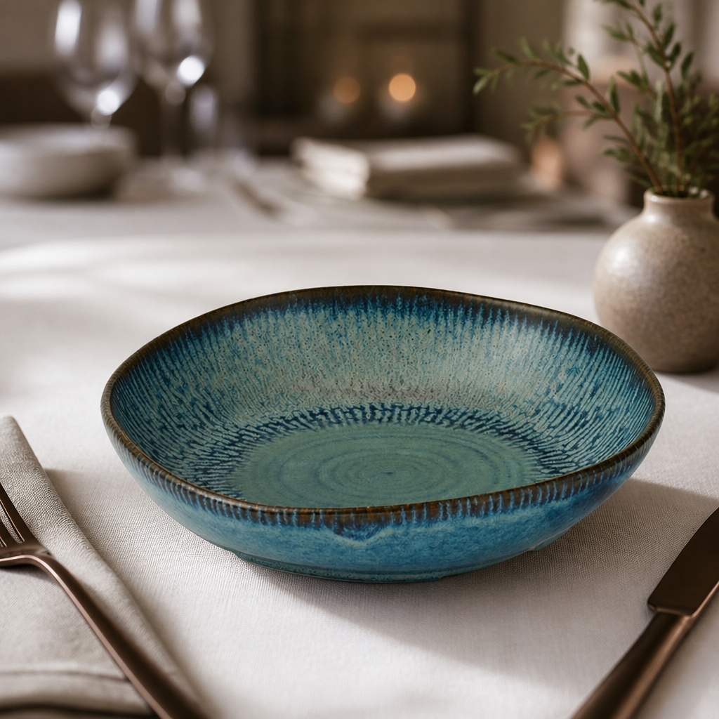 Set of 6 Sapphire Blue Commercial Deep Bowls 215mm 800ml