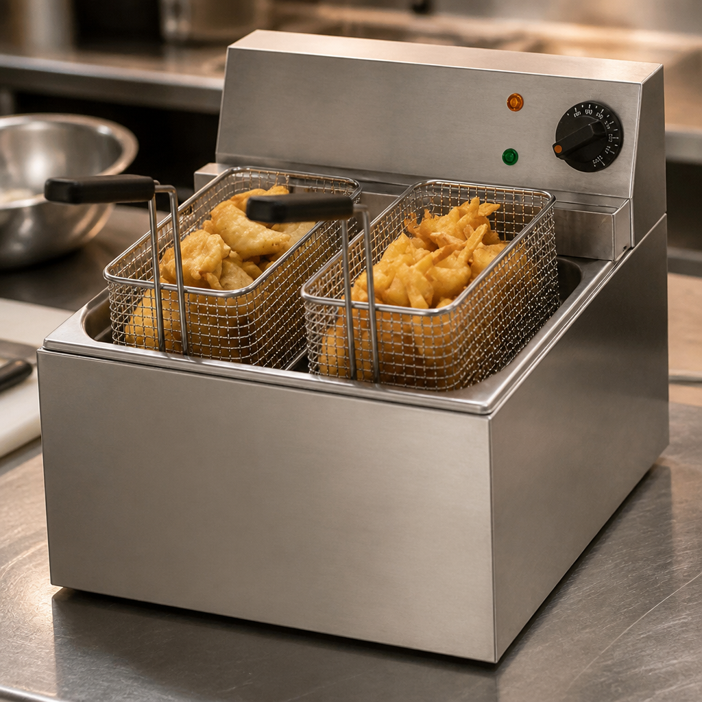5Ltr Commercial Countertop Electric Fish Fryer in stainless steel