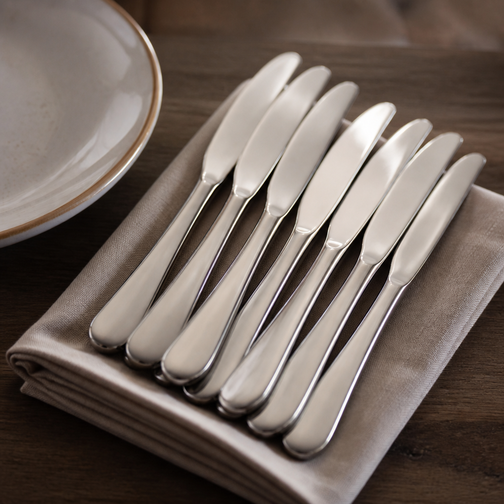 Set of 12 high-polish stainless steel commercial table knives