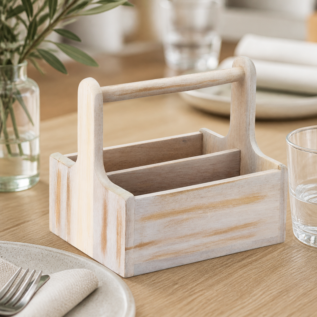 Commercial Wooden Condiment Holder Caddy Pack of Two