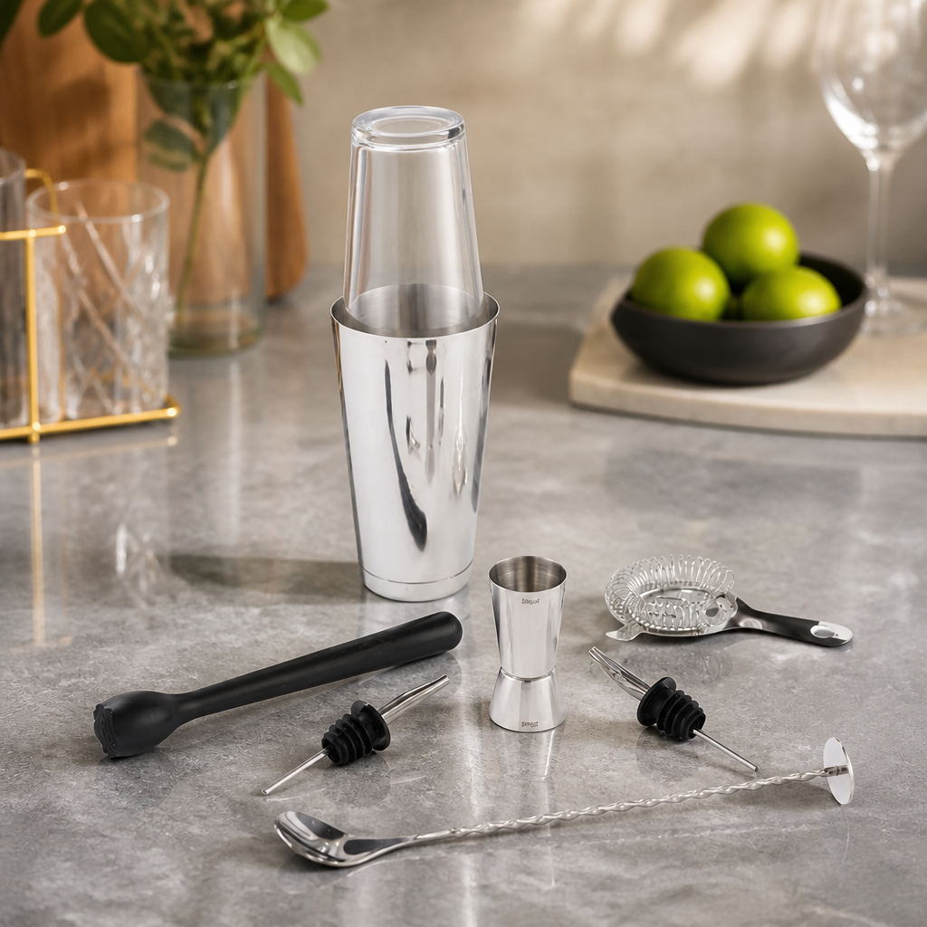 Commercial 8-Piece Stainless Steel Cocktail Set for Bartenders