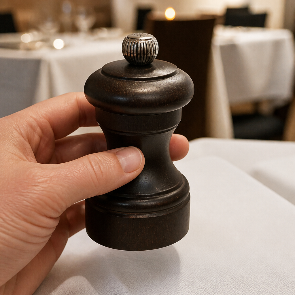 4 Inch Commercial Dark Brown Pepper Mill with Adjustable Grinder
