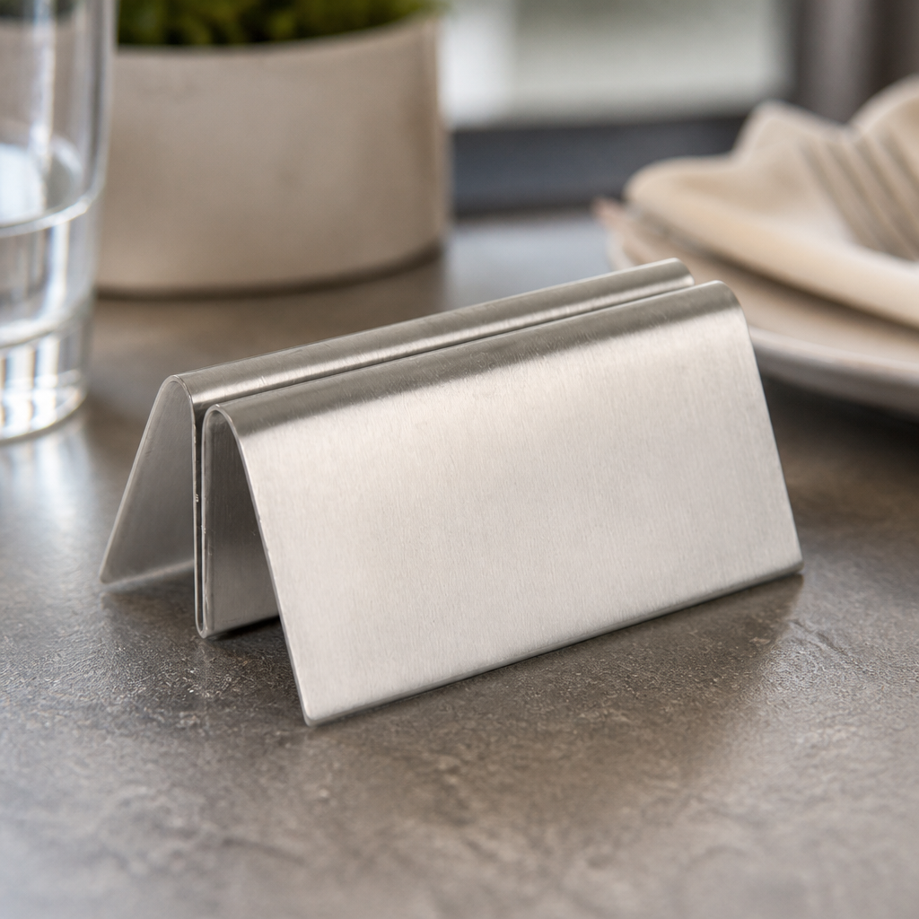Commercial Stainless Steel Menu Holder for Tabletop Display