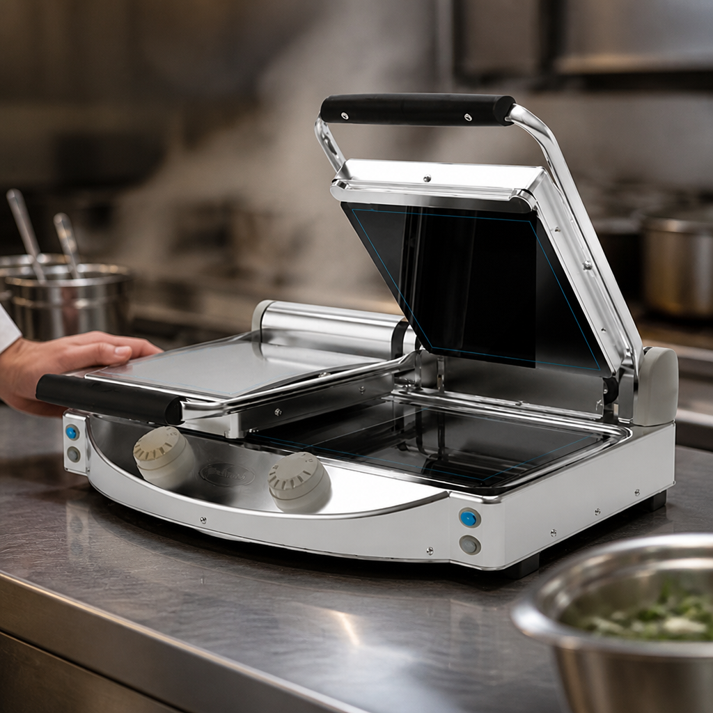 Double Smooth Contact Grill 400°C 619mm Commercial Panini Maker