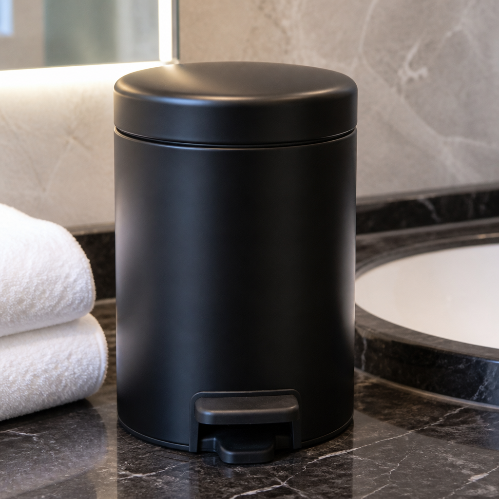 Commercial Pedal Bin 3L Capacity Matt Black for Office Bathroom