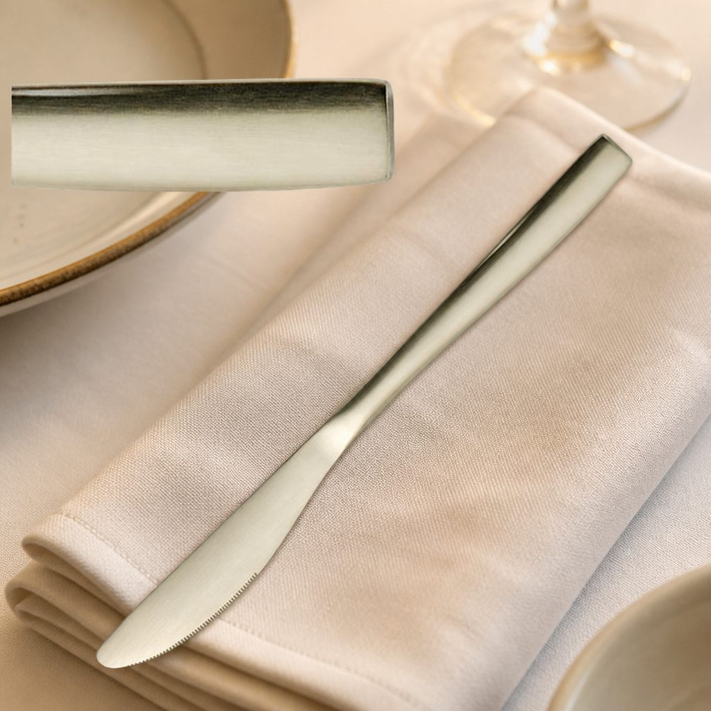 Set of 12 stainless steel satin finish dessert knives