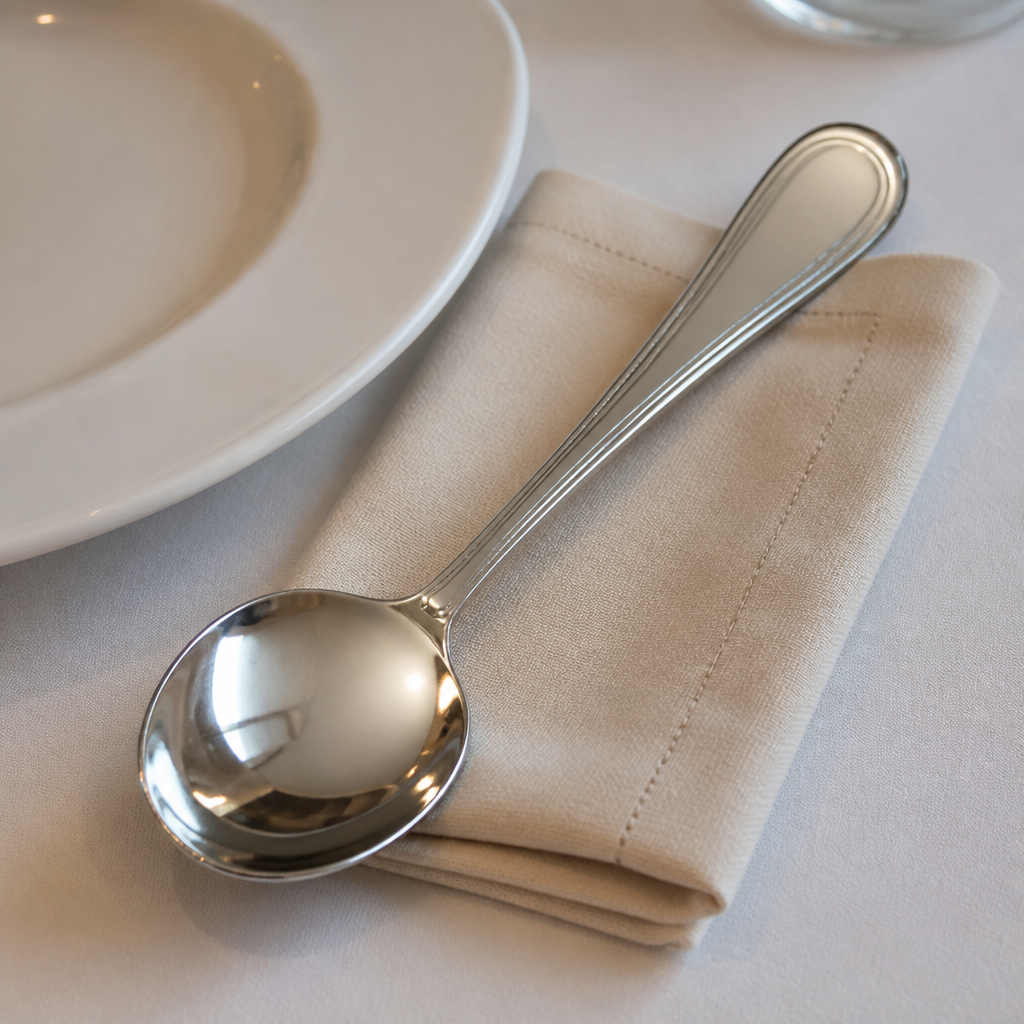 Set of 12 stainless steel commercial soup spoons