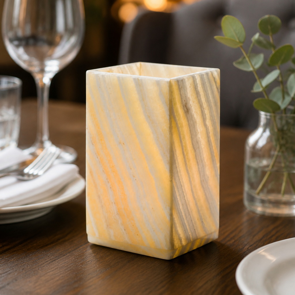 Medium Solid Alabaster Table Lamps for Restaurants and Events