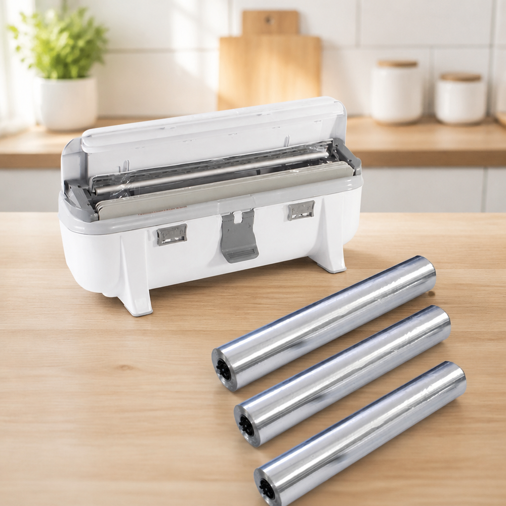 Commercial 12" Foil Dispenser with Three 90m Rolls Included