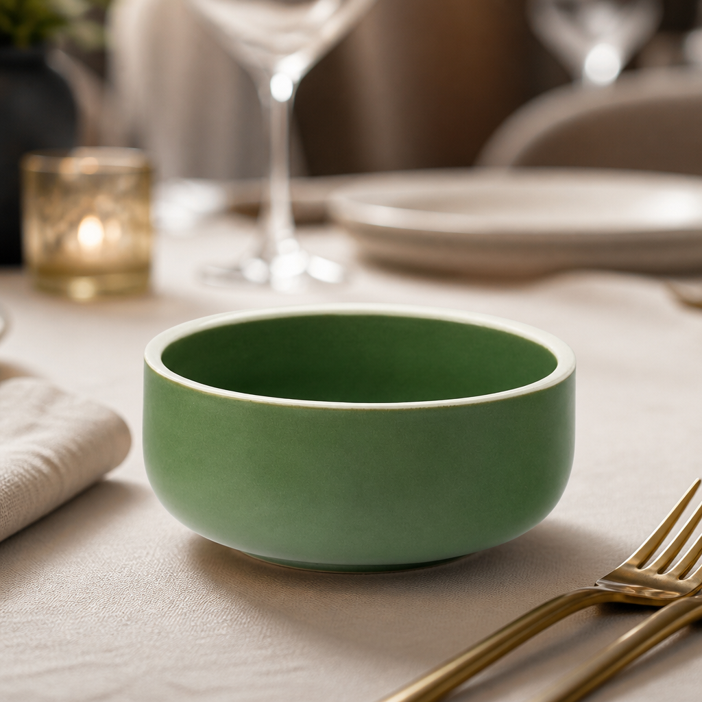 Commercial Vitrified Porcelain Bowls 120mm Forest Green 6 Pack