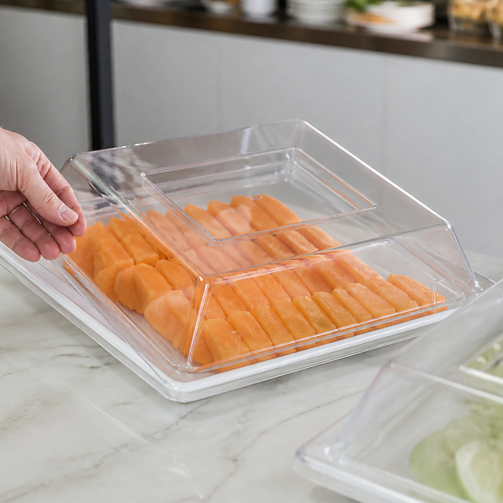 Commercial Square Tray Covers 303mm Clear 2 Pack