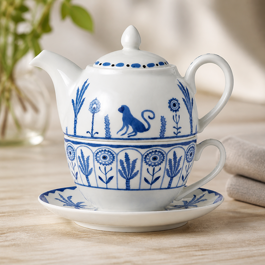Commercial Tea For One Set - Hand-Decorated Bone China 6 Pack