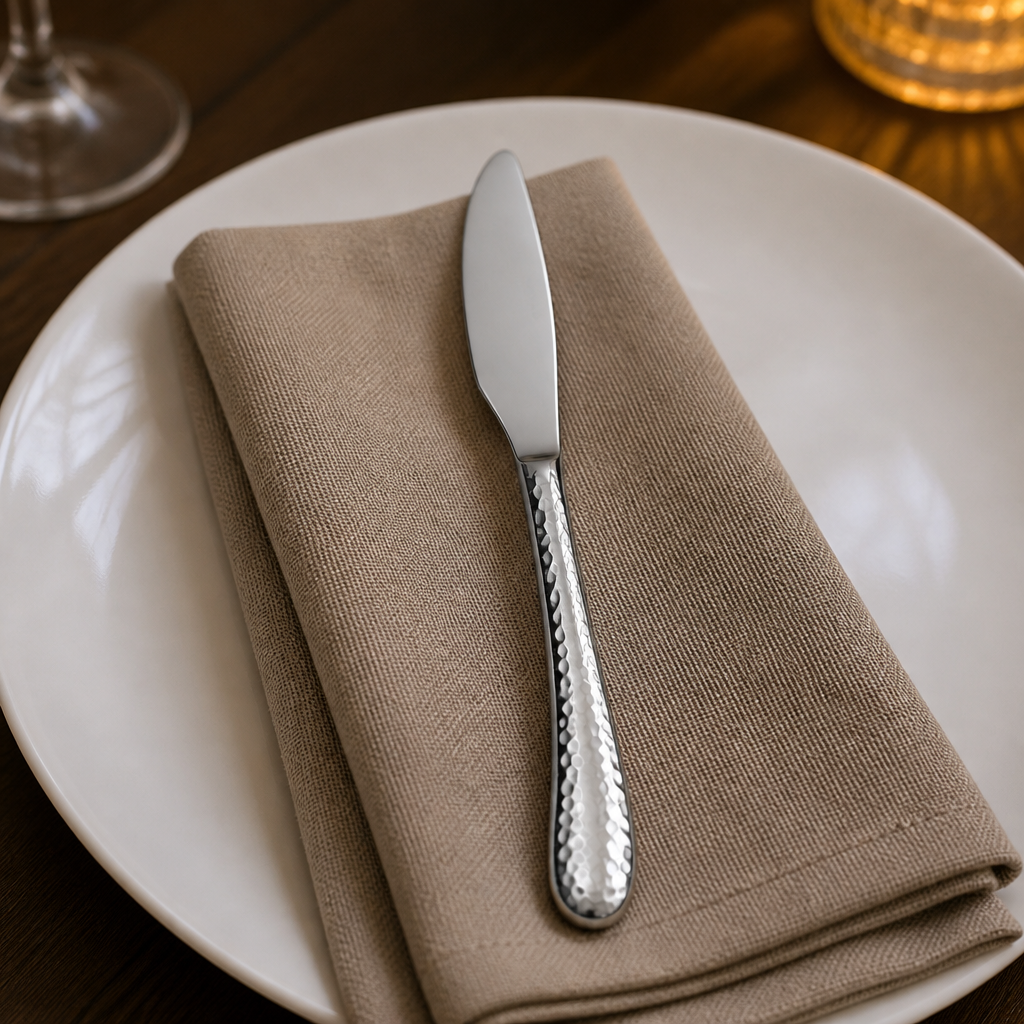 Set of 12 rustic stainless steel commercial dessert knives