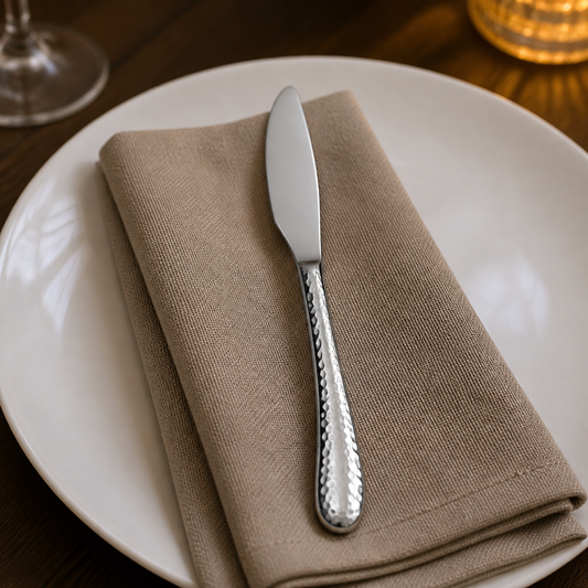 Set of 12 rustic stainless steel commercial dessert knives