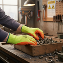 Premium General Handling Glove with Fluorescent Yellow and Orange Palm Coating for Enhanced Visibility and Ergonomic Comfort