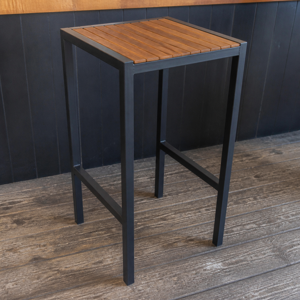 Commercial Outdoor Bar Table 600mm Acacia Wood & Steel