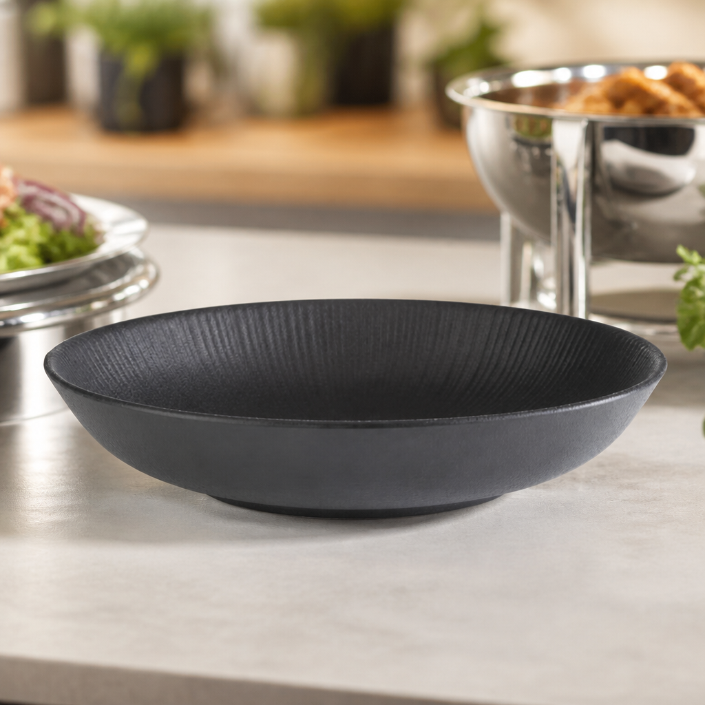 Commercial Melamine Bowl 225mm Black Heat-Resistant Durable