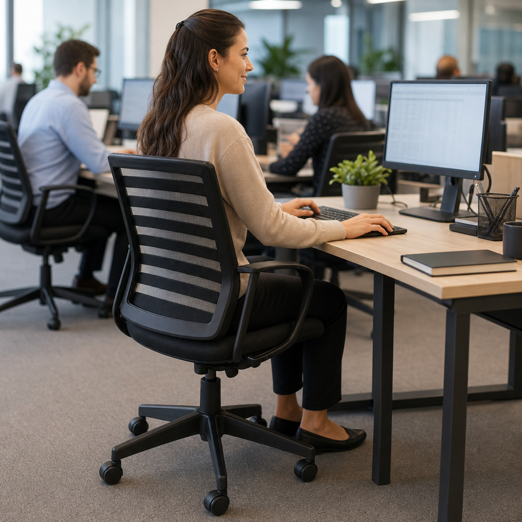 Fabric Office Chair with Armrests and Castors