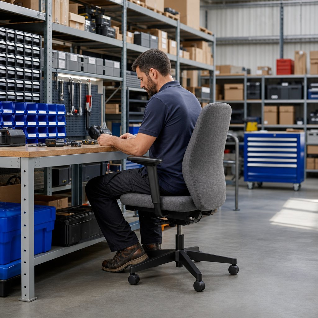 Fabric Office Chair with Armrests and Castors