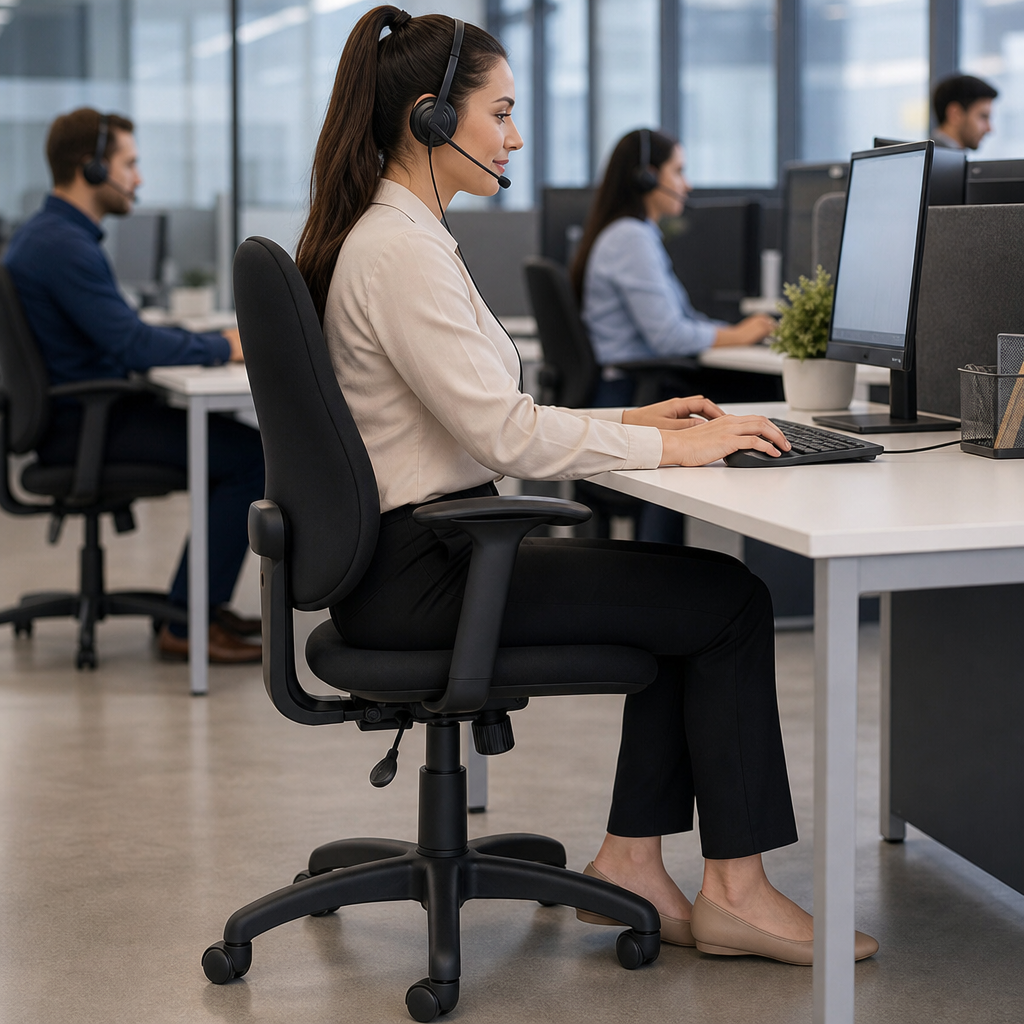 Fabric Operator Office Chair with Ergonomic Adjustable Support