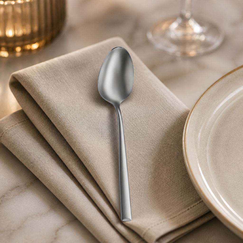 Commercial Dessert Spoons 12 Pack Velvet Finish Stainless Steel