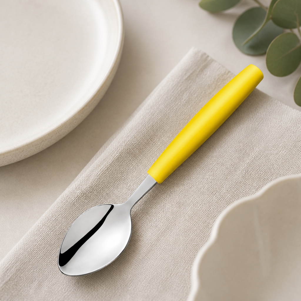 Commercial Stainless Steel Tablespoons Yellow 12 Pack 195mm