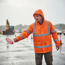 Premium High Visibility Waterproof Rain Jacket with Reflective Tape, Breathable Design, and Eco-Friendly Fabric Finish