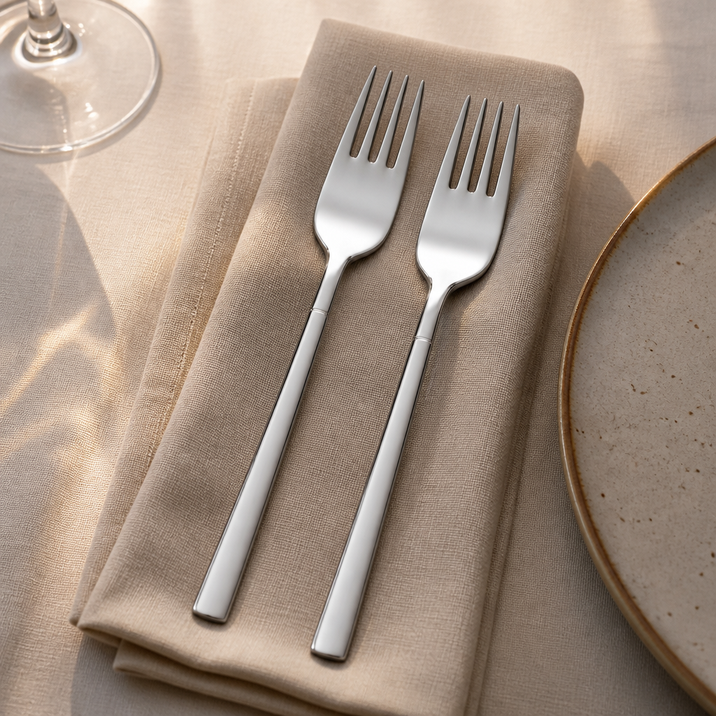 Pack of 12 commercial table forks made of stainless steel