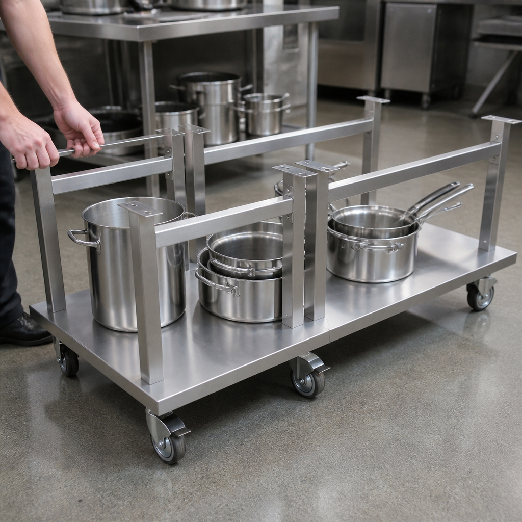 Commercial Stainless Steel Mobile Stand for 1500mm Countertop