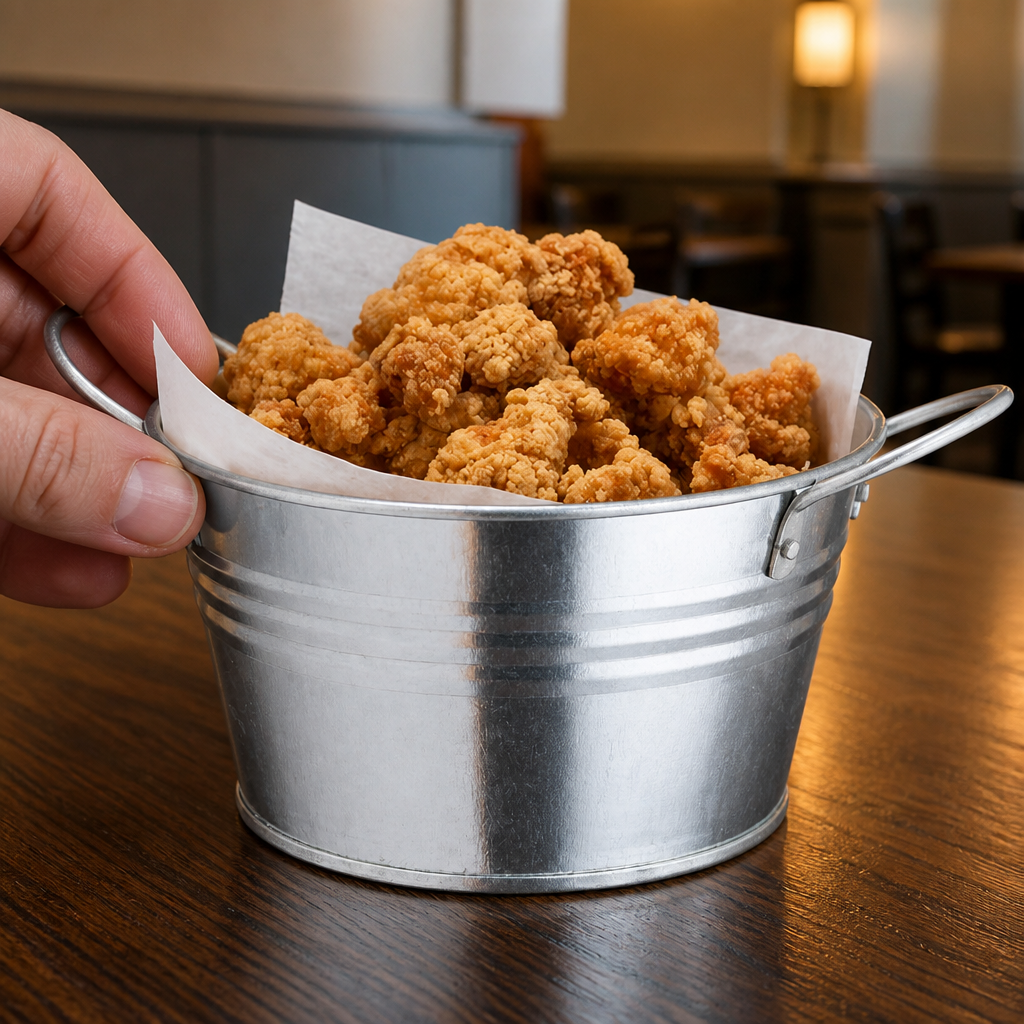 150mm Commercial Mini Metal Shallow Food Bucket for Dining