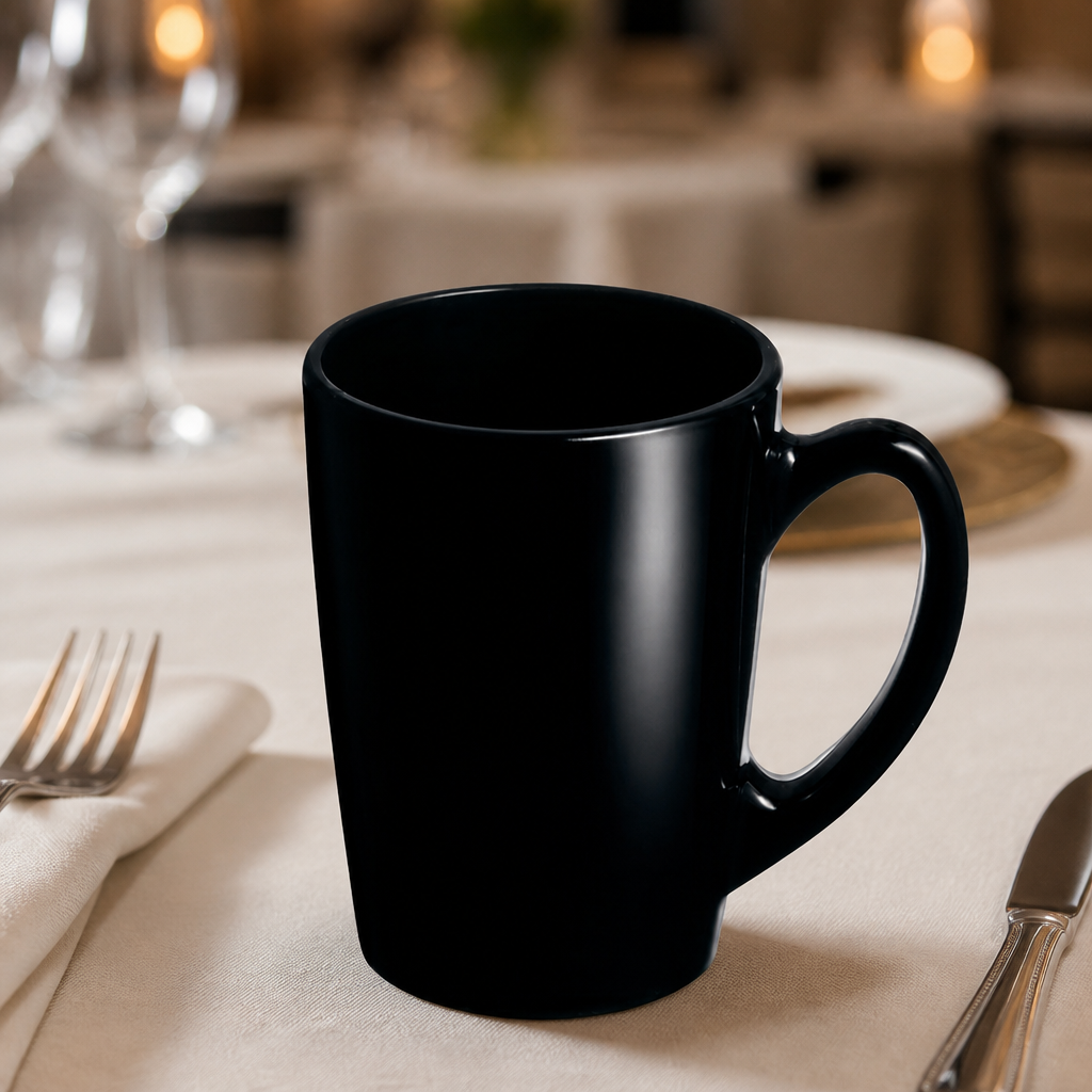 Set of 6 black commercial mugs 320ml for everyday use