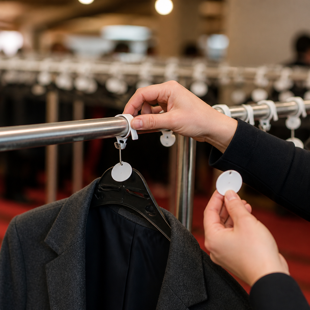 Commercial cloakroom hangers set with numbered security hooks