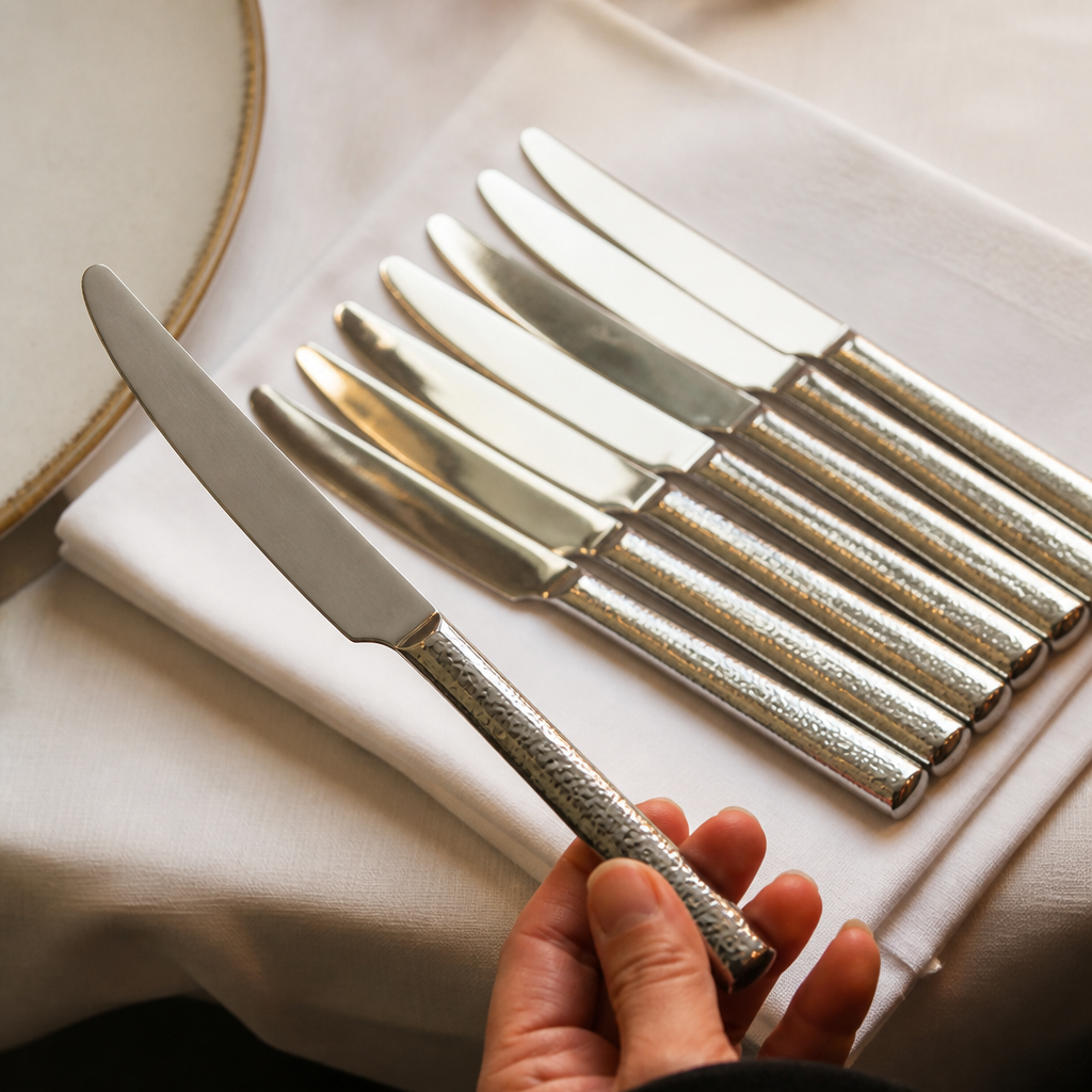 Set of 12 commercial table knives for catering use