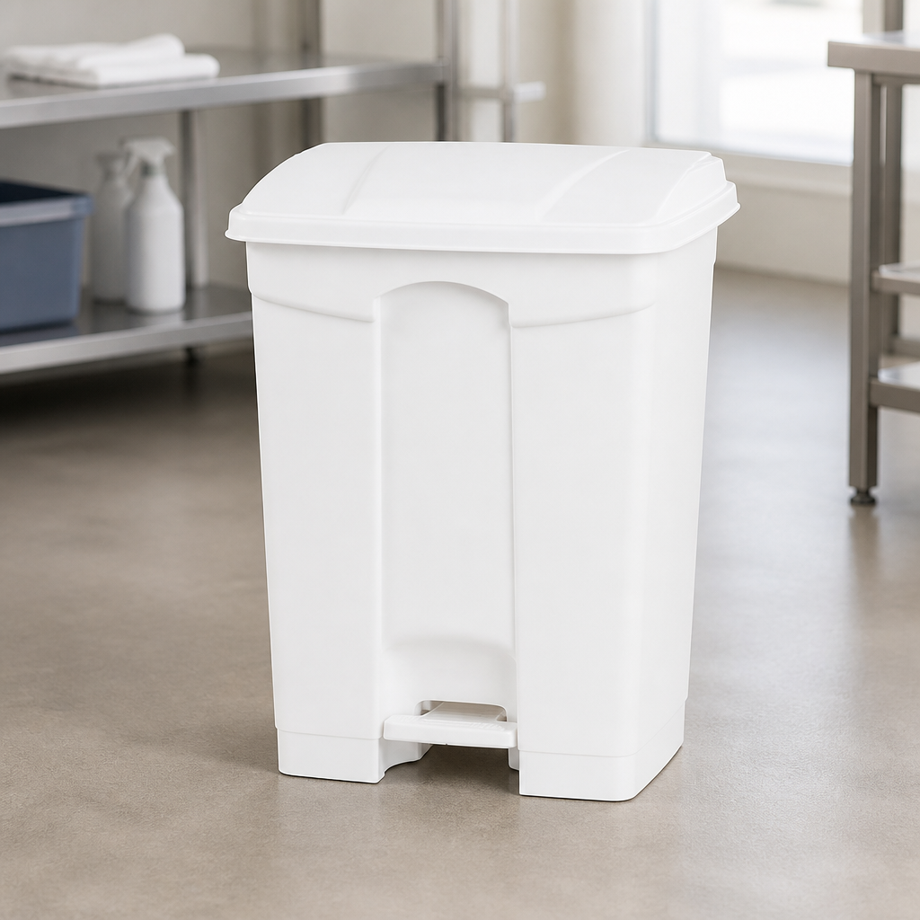 65L White Pedal Bin for Hygienic Commercial Waste Disposal