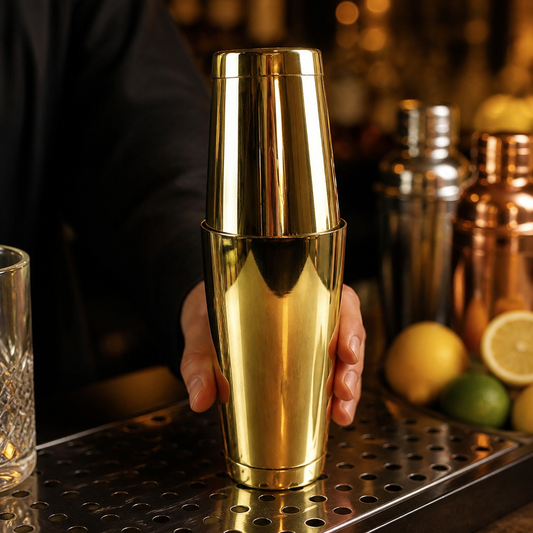 Gold Plated Cocktail Shaker Set 828ml & 532ml Commercial Use