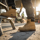 Premium Heavy Duty Work Boot with Full Grain Leather Upper and Heat Resistant Rubber Sole - Sizes 6-12 in Honey Color