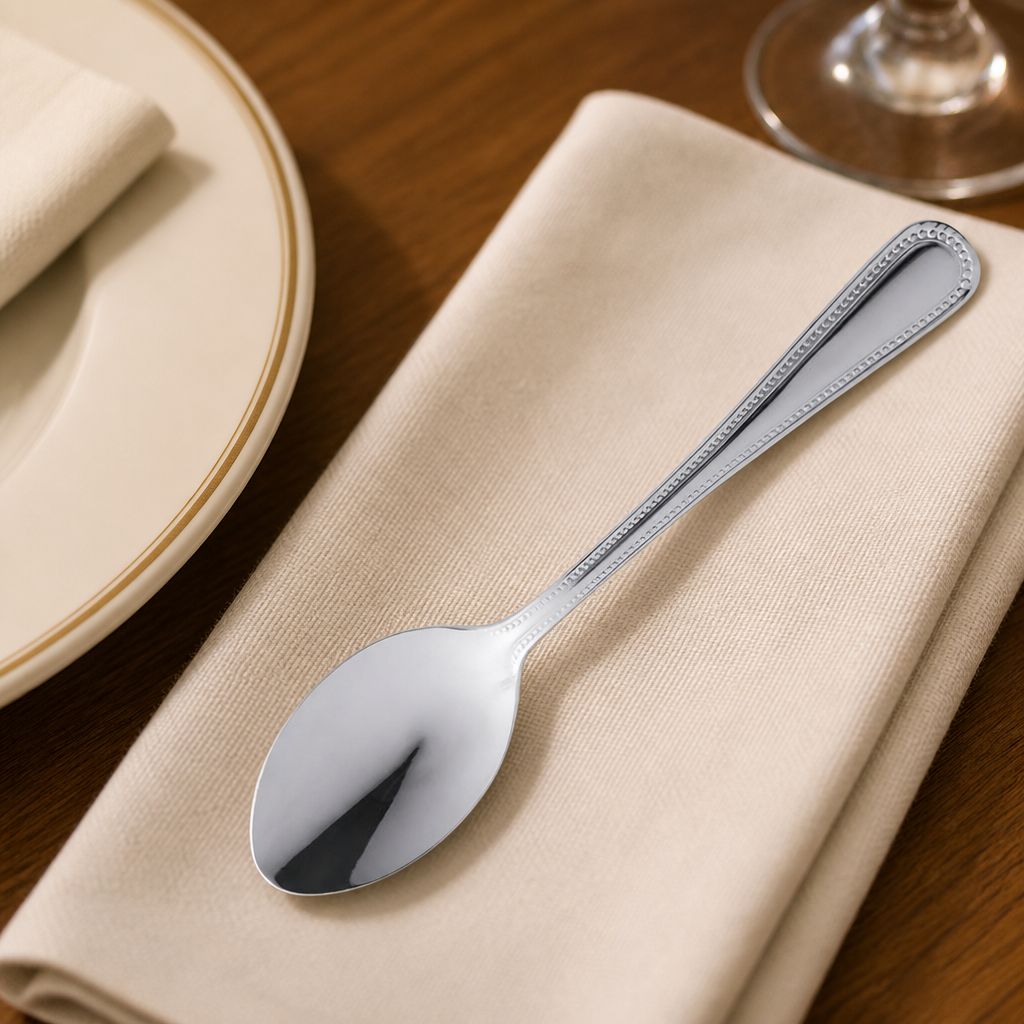 Set of 12 stainless steel bead teaspoons for dining