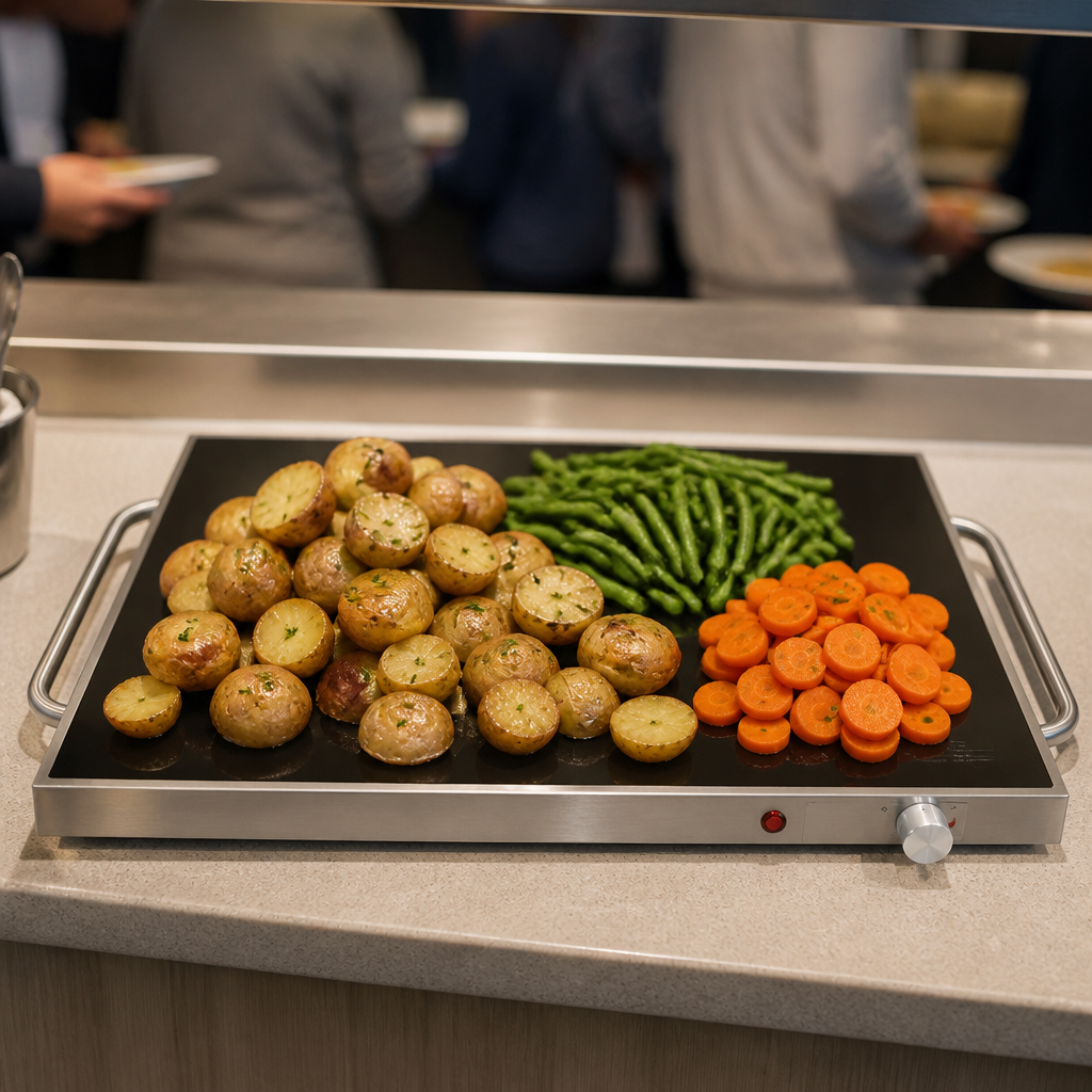 Commercial hot plate with 20kg capacity and adjustable temperature