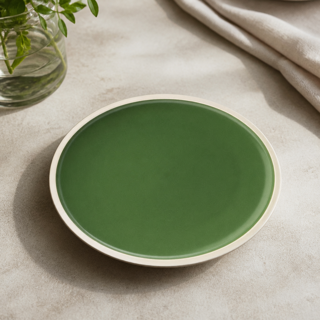 Commercial Vitrified Porcelain Plates 240mm Forest Green 6 Pack