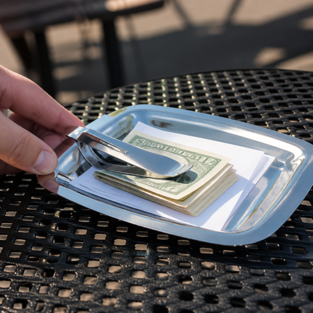 Stainless Steel Bill Presenter Tray 150x120mm for commercial use