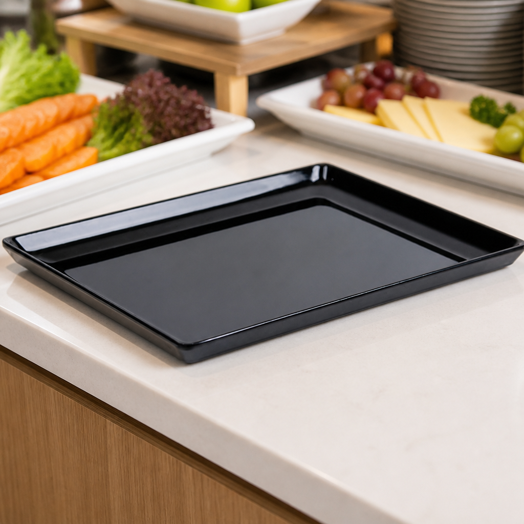 Commercial Melamine Tray Black GN 1/2 for food displays