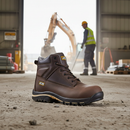 Premium Heavy Duty S1P Rated Leather Mid-Ankle Safety Boot with Steel Midsole and Slip-Resistant Outsole for All-Day Comfort