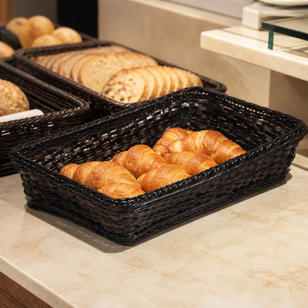 Commercial Polyrattan Basket GN 1/1 100mm for food display
