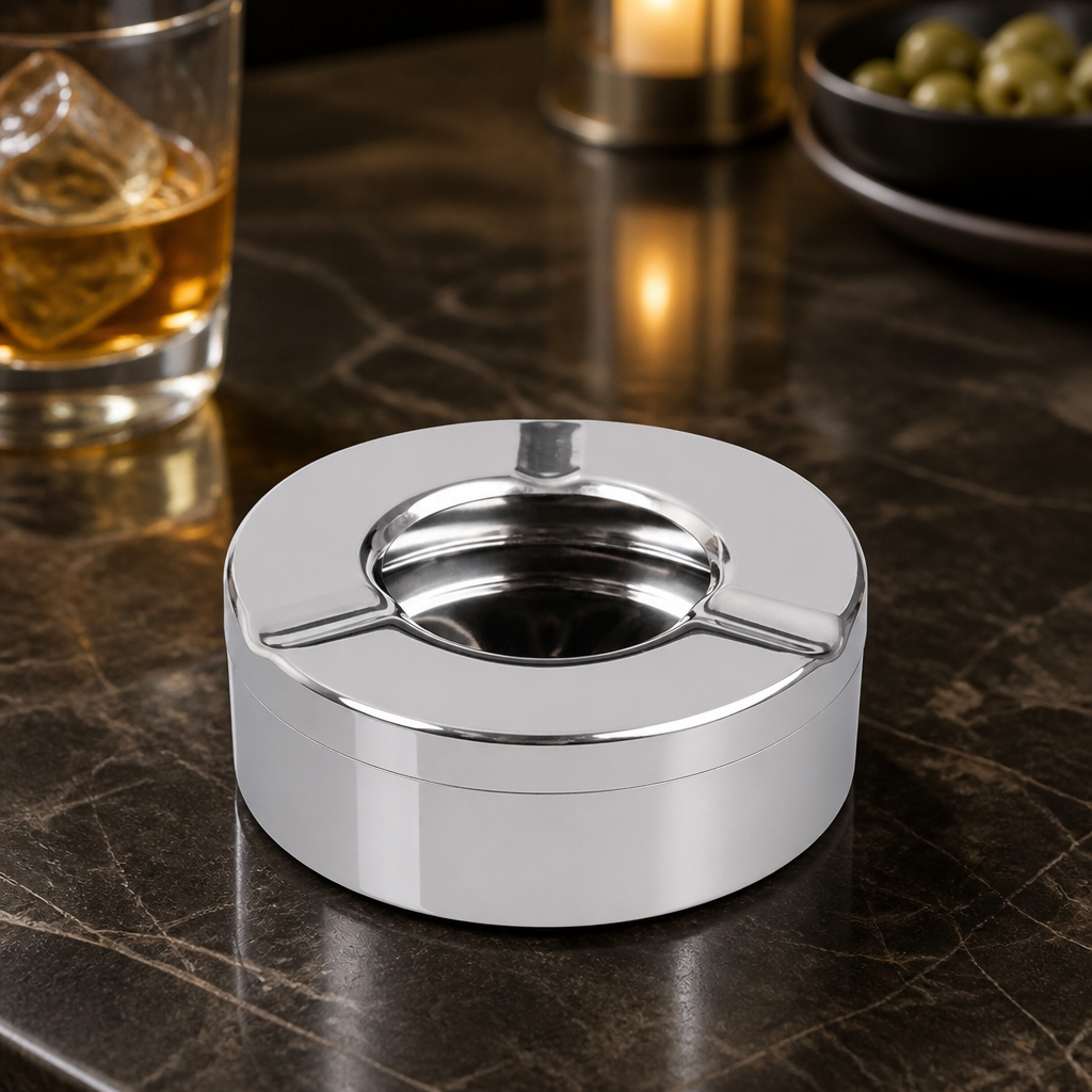 Commercial Outdoor Windproof Stainless Steel Ashtray 90mm