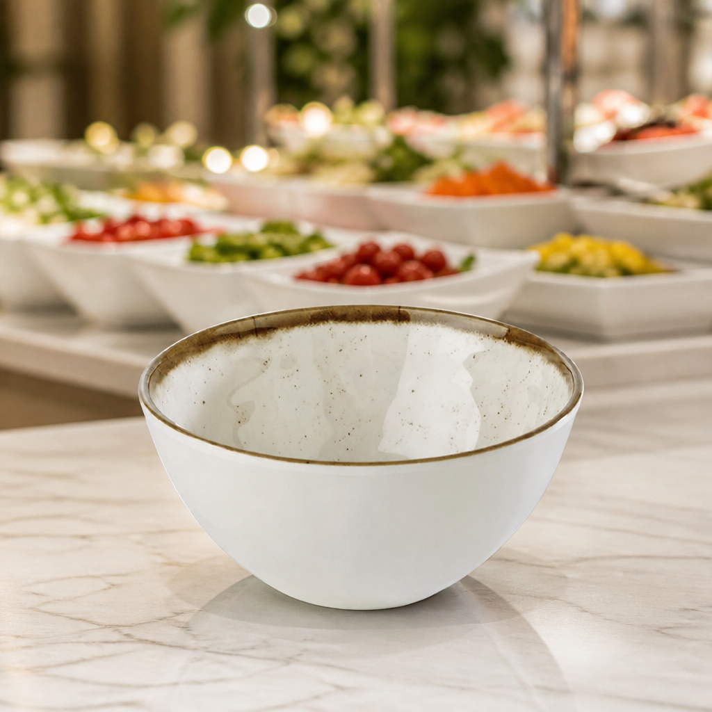 150mm Commercial Melamine Bowl in rustic design for soups and salads
