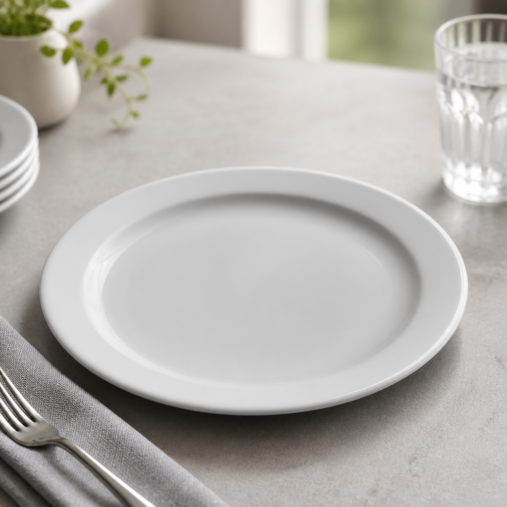 Commercial Narrow Rimmed Plates 254mm - 12 Pack Porcelain