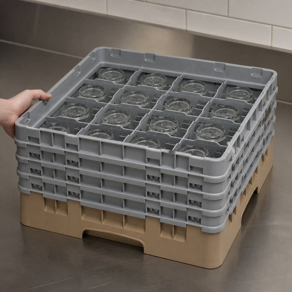 Commercial Dishwasher Rack with 16 Compartments for Glasses